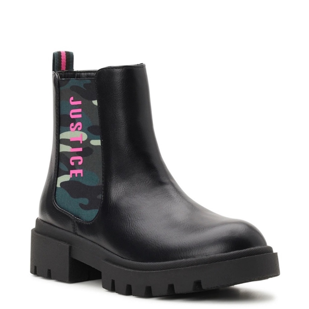 Justice Black Chelsea Boots with Elastic Panels